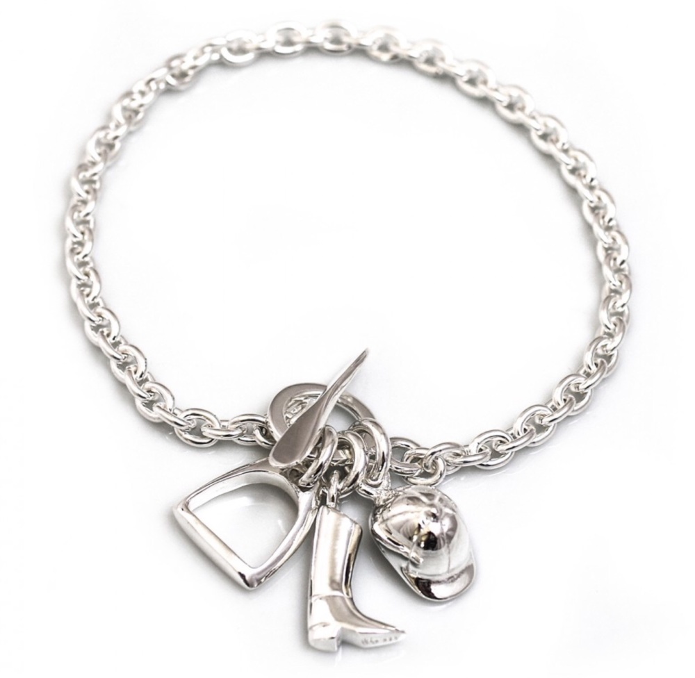 Sterling Silver Fob Bracelet with Equestrian Charms