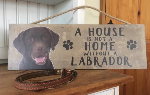 A House is not a Home Chocolate Labrador Wooden Hanging Sign