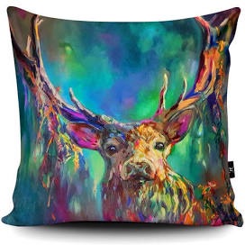 Vibrant Woodland Stag Cushion