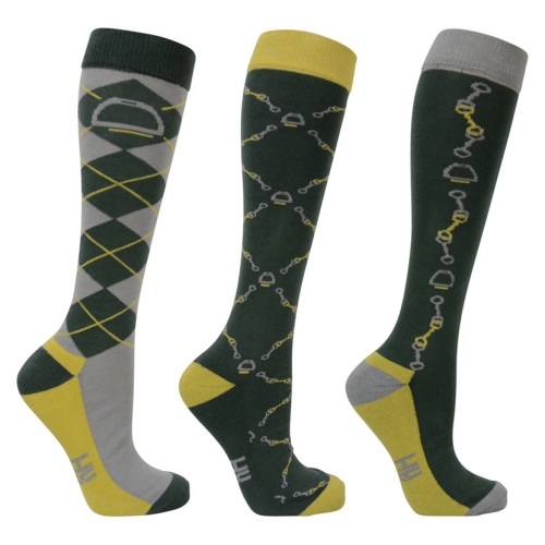 Pack of Three Elegant Stirrup and Bit Long Socks