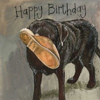 Slipper Labrador Birthday Card
