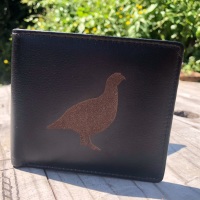 Grouse Engraved Black Leather Wallet