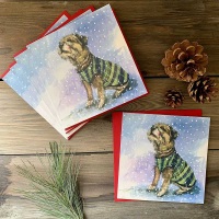 Winter Jacket Border Terrier Christmas Card Pack