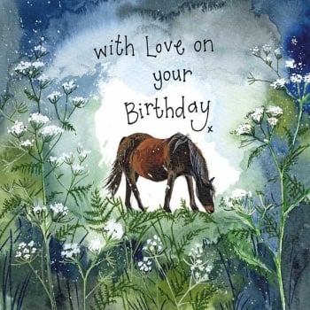 Horse and Cow Parsley Birthday Card