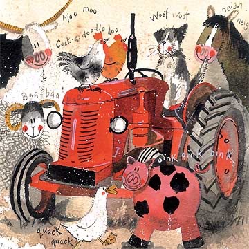 Red Vintage Tractor Birthday Card