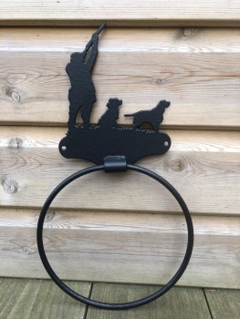 Shooting with Two Working Spaniels Towel Ring