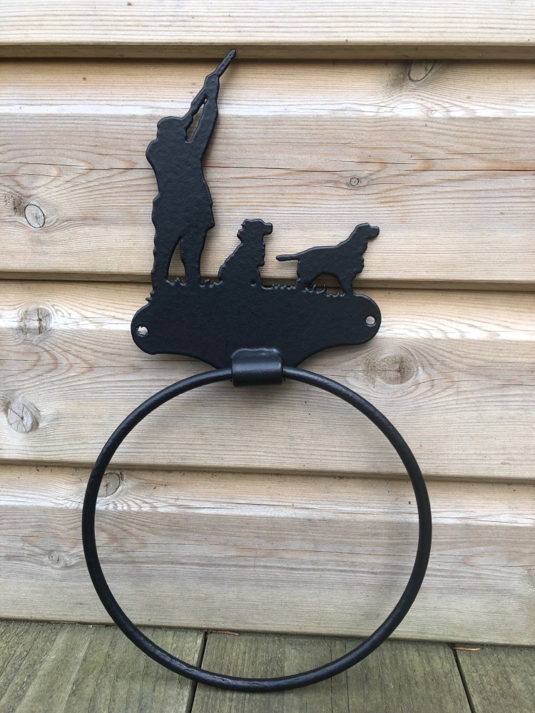 Shooting with Two Working Spaniels Towel Ring