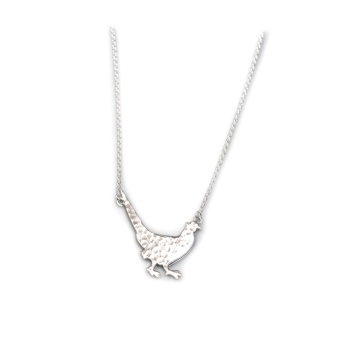 Hammered Sterling Silver Pheasant Necklace