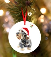 Benson the Wire-haired Dachshund Ceramic Christmas Decoration