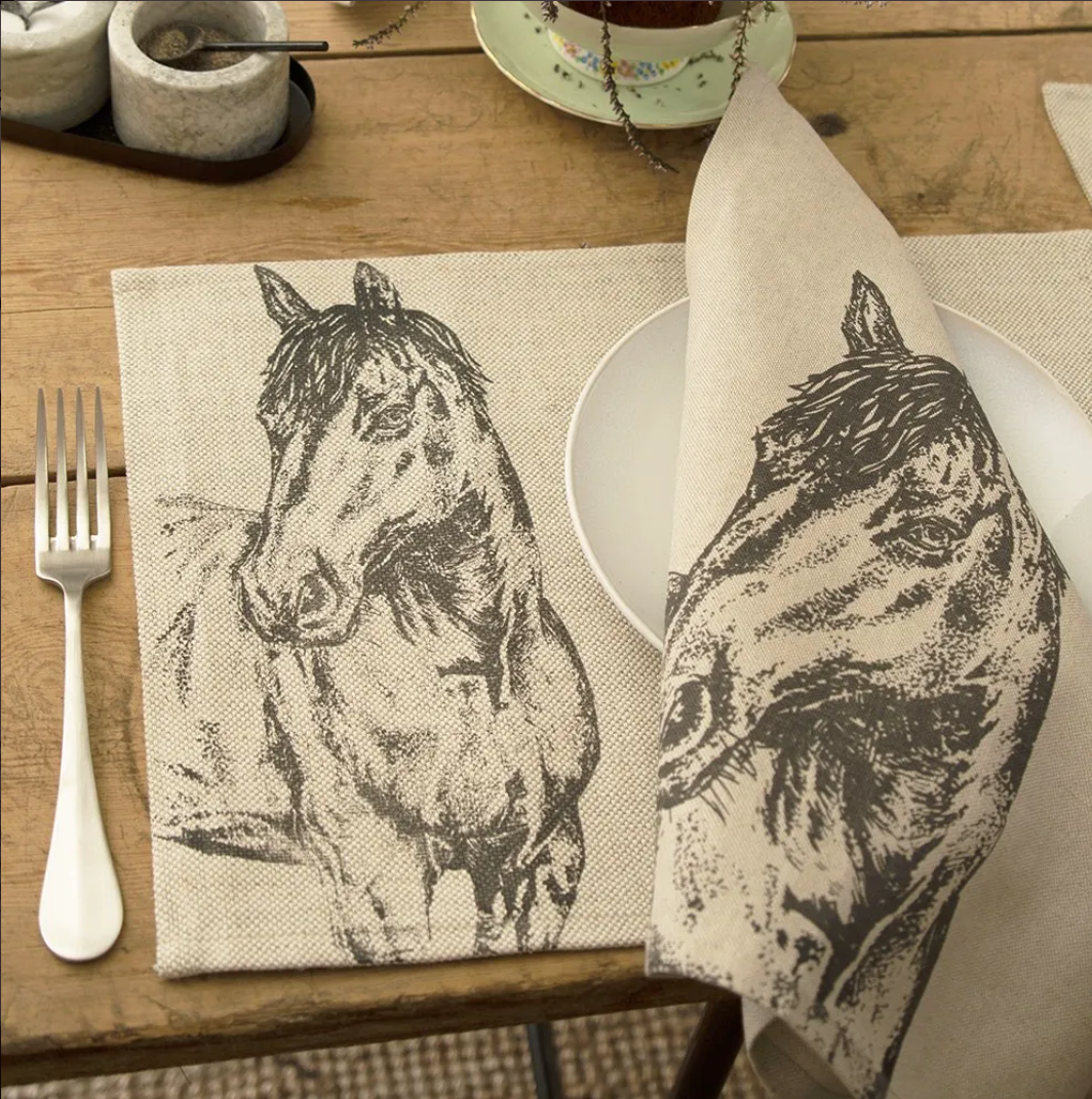 Set of 4 Horse Linen Napkins