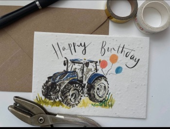 Happy Birthday Plantable Card- Tractor