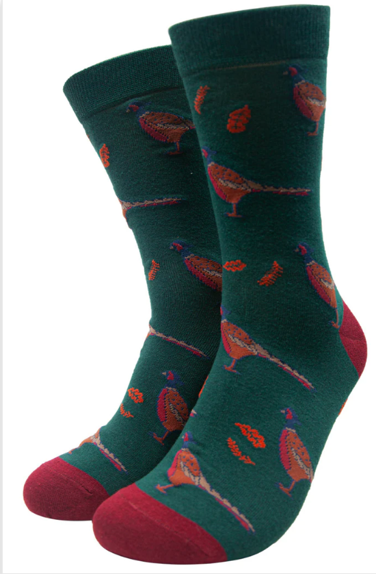 Men's Pheasant Green Bamboo Socks