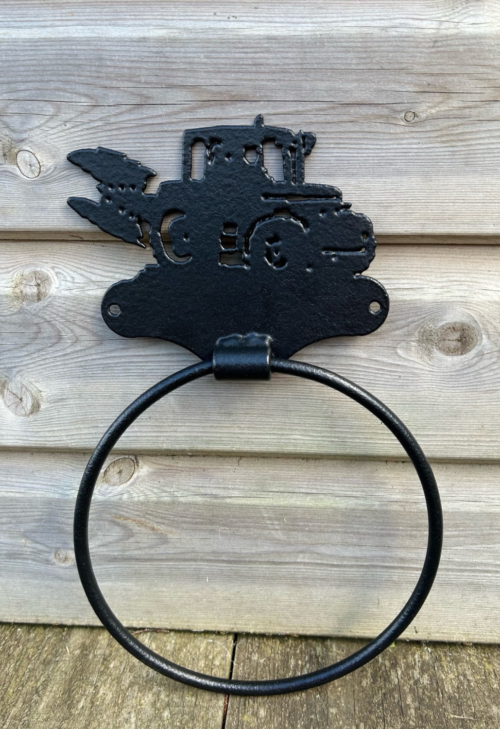 Tractor with Plough Towel Ring