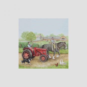 Red Tractor at Farm Card
