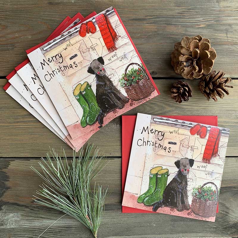 Festive Labrador & Wellies Christmas Card Pack