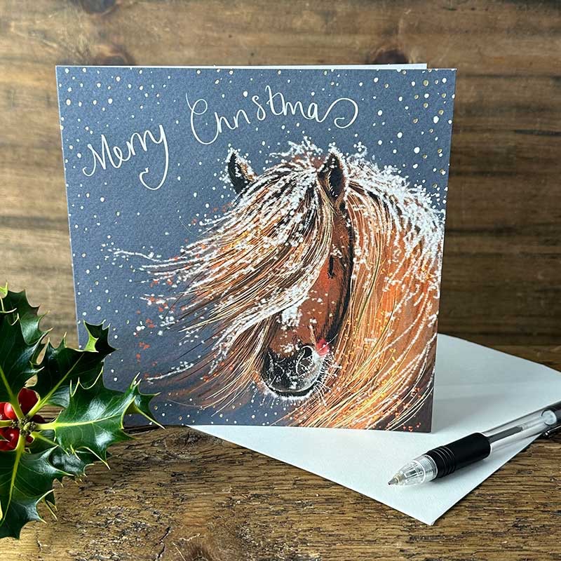 Pony in the Snow Christmas Card