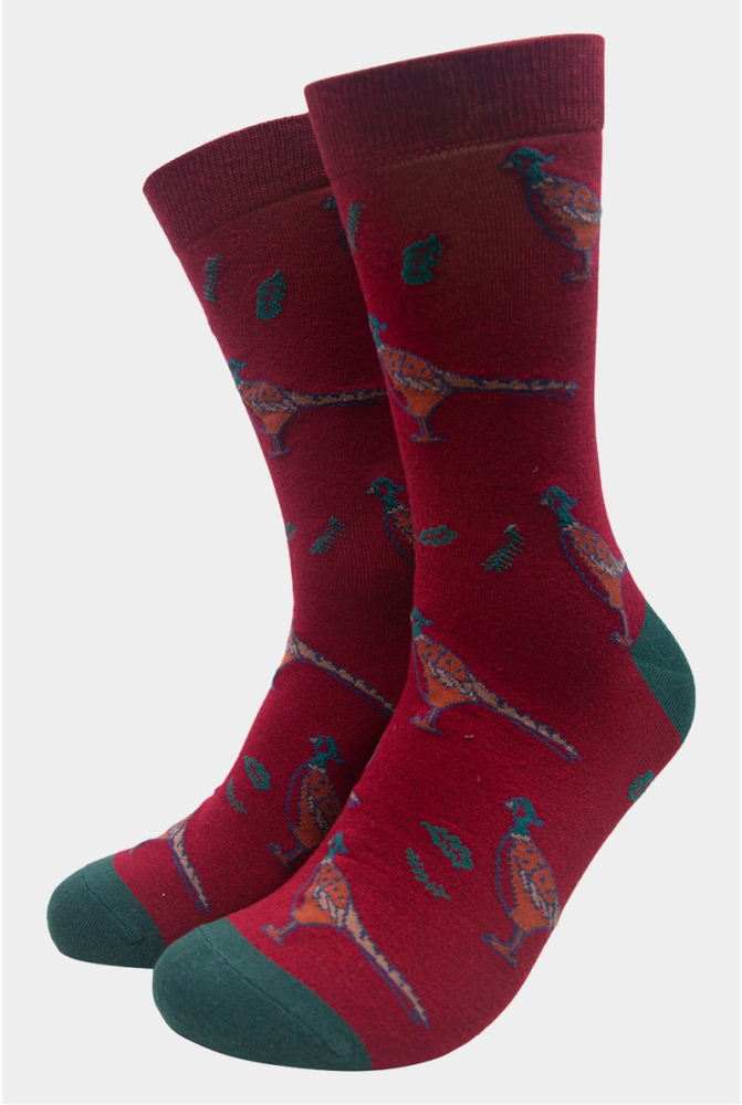 Men's Pheasant Red Bamboo Socks