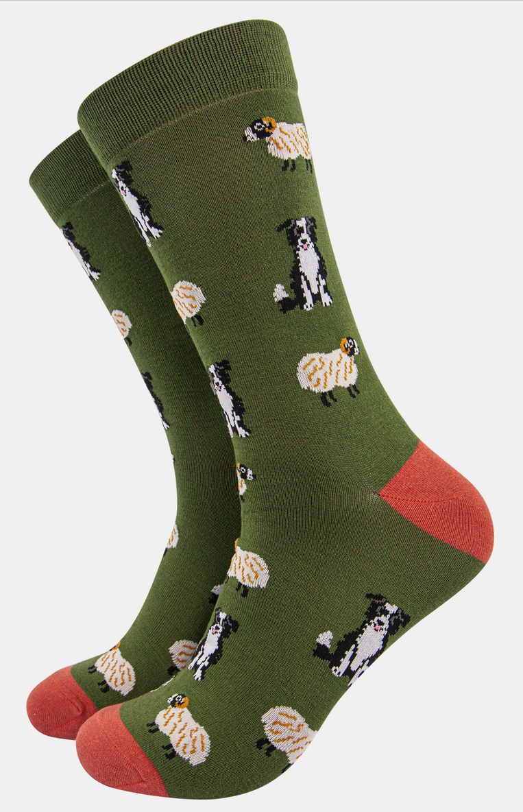 Men's Collie and Sheep Bamboo Socks
