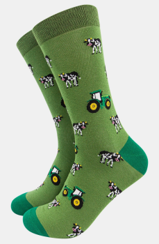 Men's Cow and Tractor Bamboo Socks