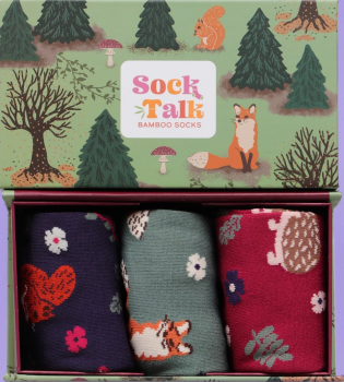Gift Boxed Women's Woodland Animals Bamboo Socks