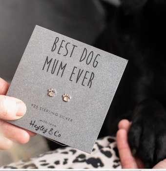 Dog Paw "Best Mum"Sterling Silver Earrings