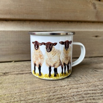 Trio of Sheep Enamel Mug