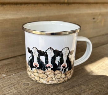 Trio of Friesian Cows Enamel Mug