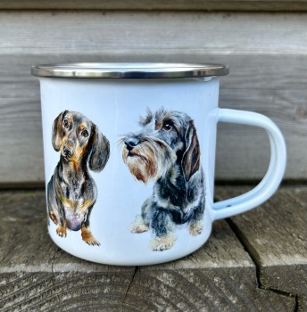 Trio of Dachshunds Enamel Mug