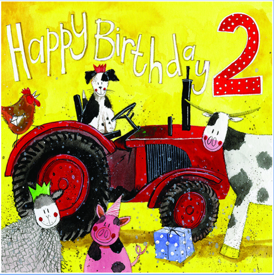 2nd Birthday Red Tractor Birthday Card