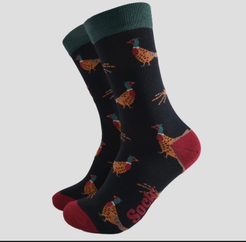 Men's Pheasant Black/Green Bamboo Socks