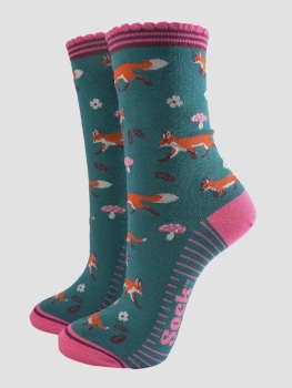Ladies Fox and Woodland Bamboo Socks