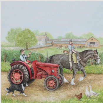 Red Tractor at Farm Card