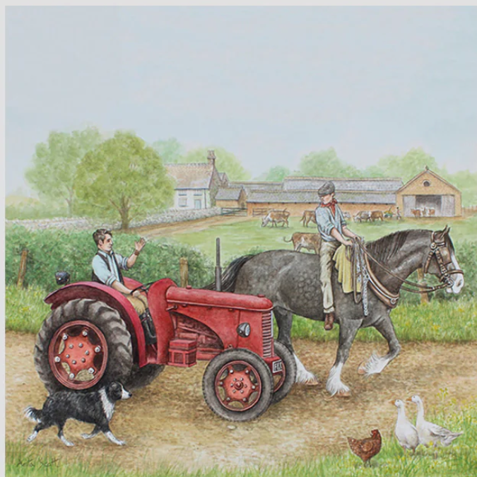 Red Tractor at Farm Card