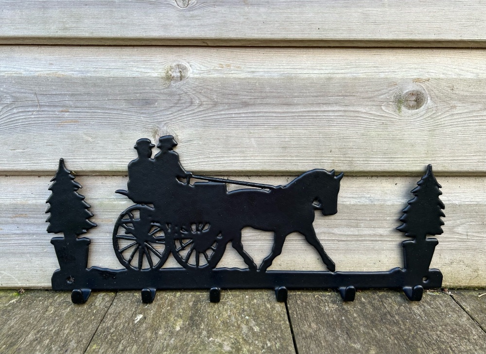 Horse Drawn Carriage 6 Hook Key Rack