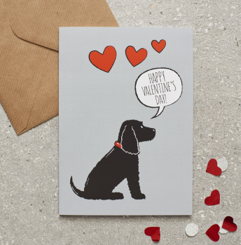 Black Cocker Spaniel Valentines Card