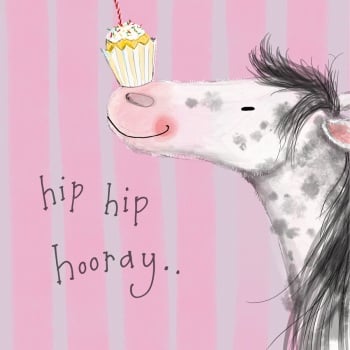 Horse & Cup Cake Birthday Card