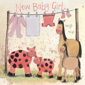 New Baby Girl Farm Card