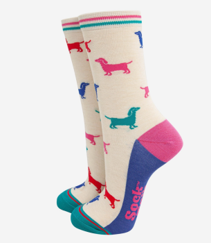 Ladies Multi Dachshund Bamboo Socks