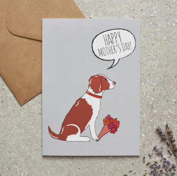 Liver and White Springer Spaniel Mother’s Day Card