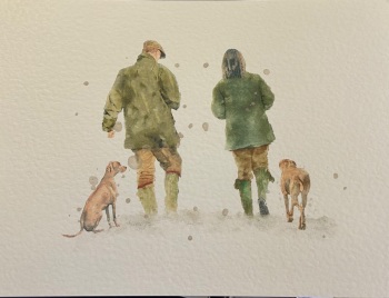 Country Walk with Two Vizslas Print