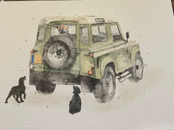 Defender, Pheasant & Two Black Cockers Spaniels Print