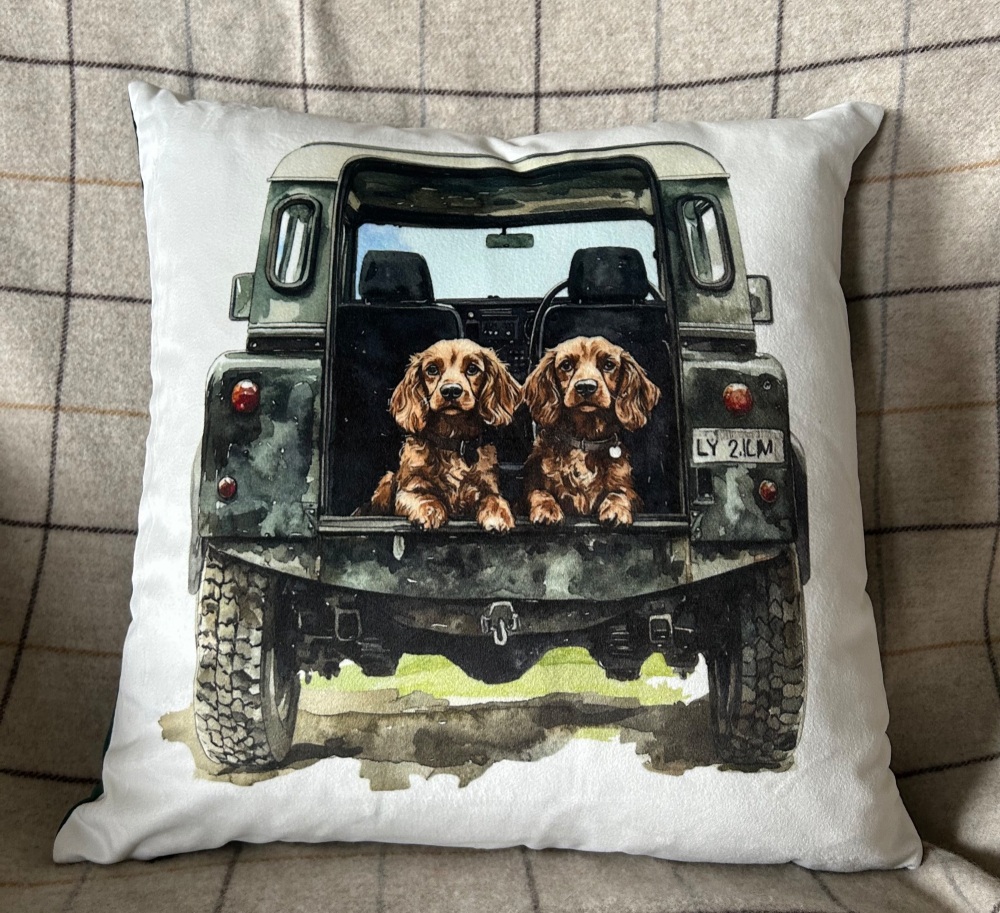Cocker Spaniels in Land Rover Cushion