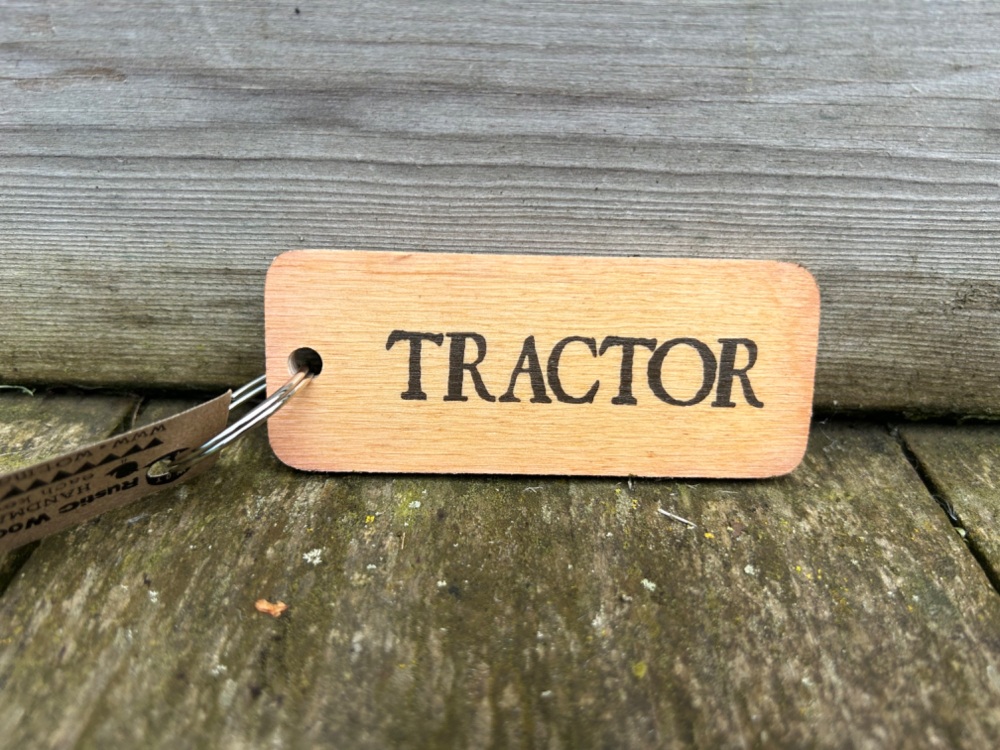 Tractor Wooden Key Ring