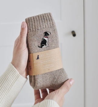 Dog Walker Socks- Black and White Springer Spaniel