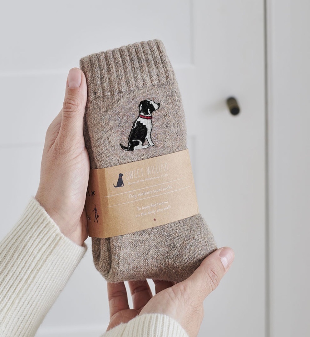 Dog Walker Socks- Black and White Springer Spaniel