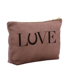 Love Horseshoe Blush Velvet Wash Bag
