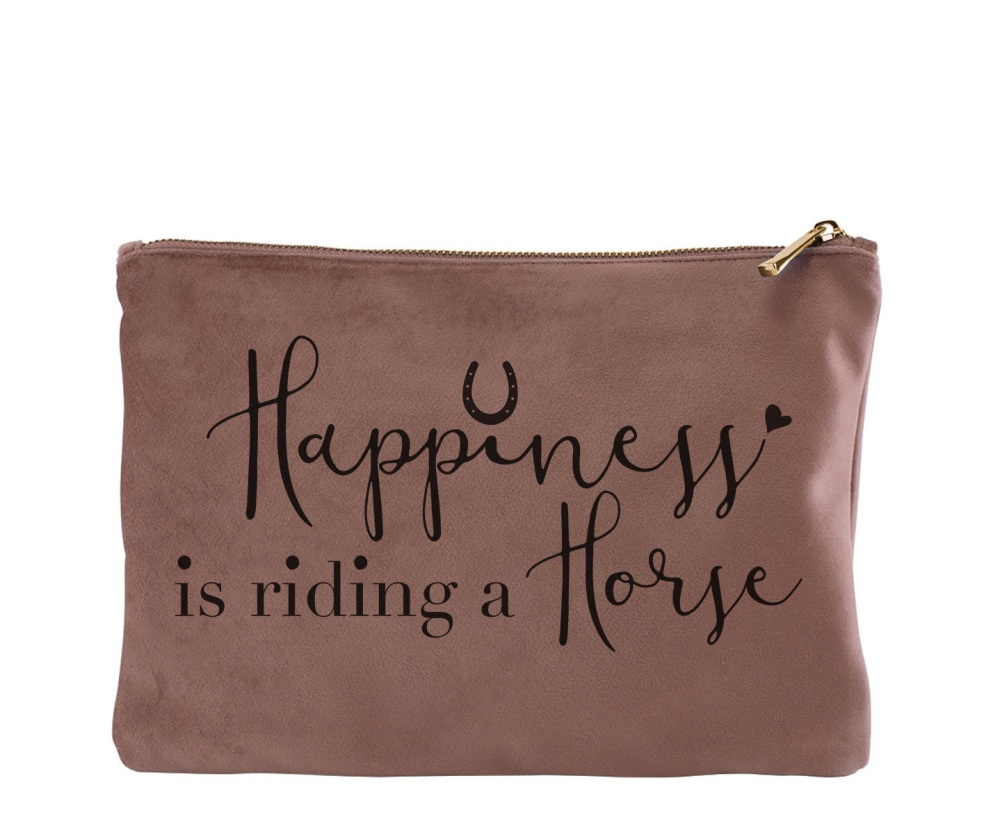 Happiness is Riding a Horse Blush Velvet Make Up Bag
