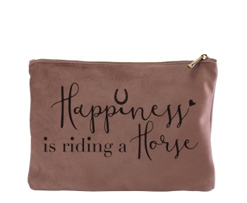 Happiness is Riding a Horse Blush Velvet Make Up Bag