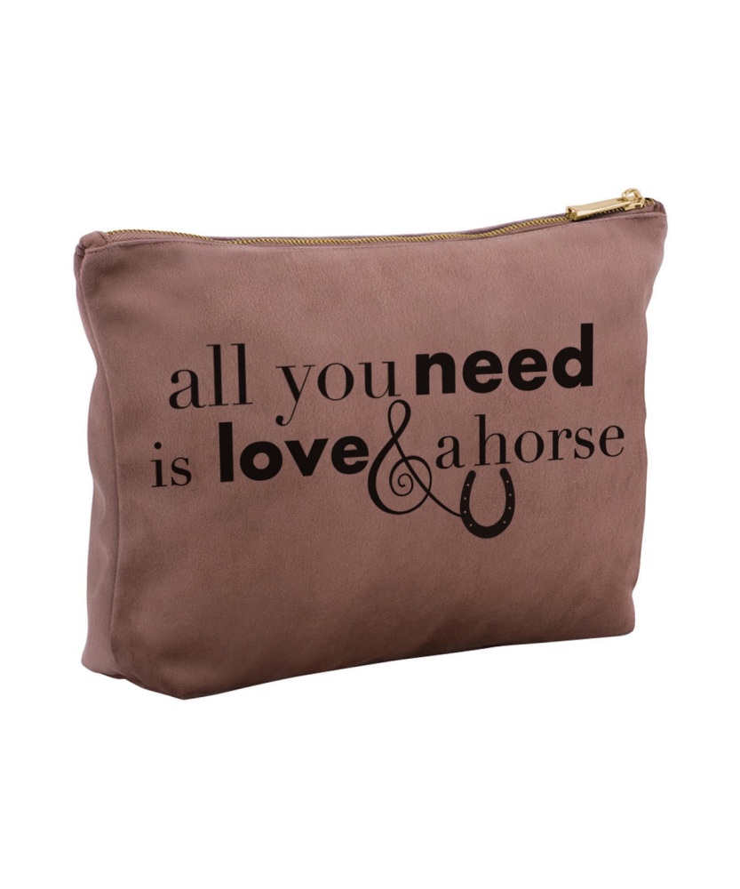 All you need is love & a horse Blush Velvet Make Up Bag