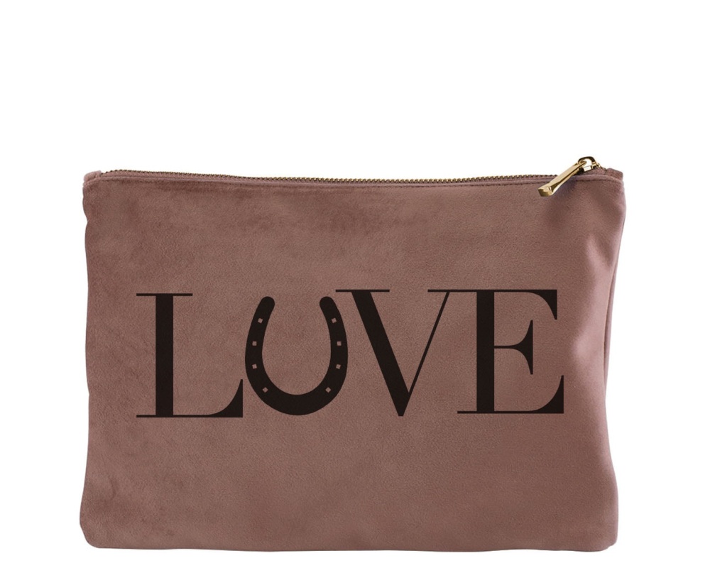 Love Horseshoe Blush Velvet Make Up Bag